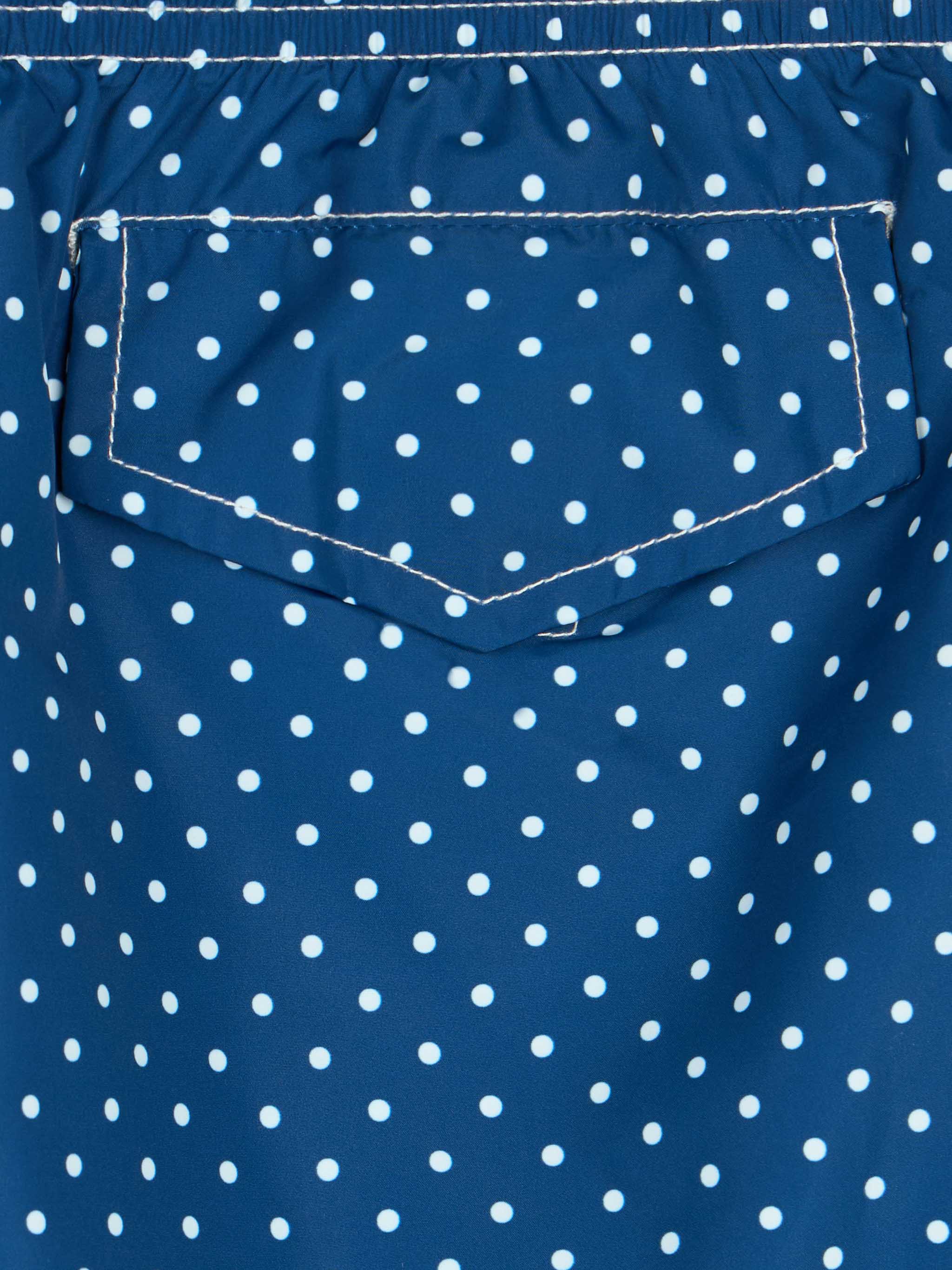 Boy Lightweight Fabric Swim-Shorts Jean Lighting With Polka Dots Print Blue Swimshort