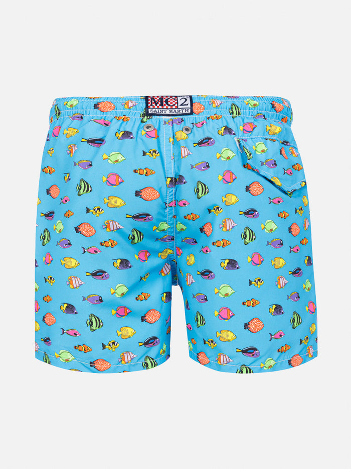 Boy Light Fabric Swim Shorts With Fish Print __single__ Swimshort