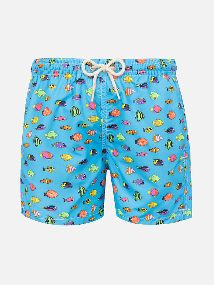 Boy Light Fabric Swim Shorts With Fish Print __single__ Swimshort