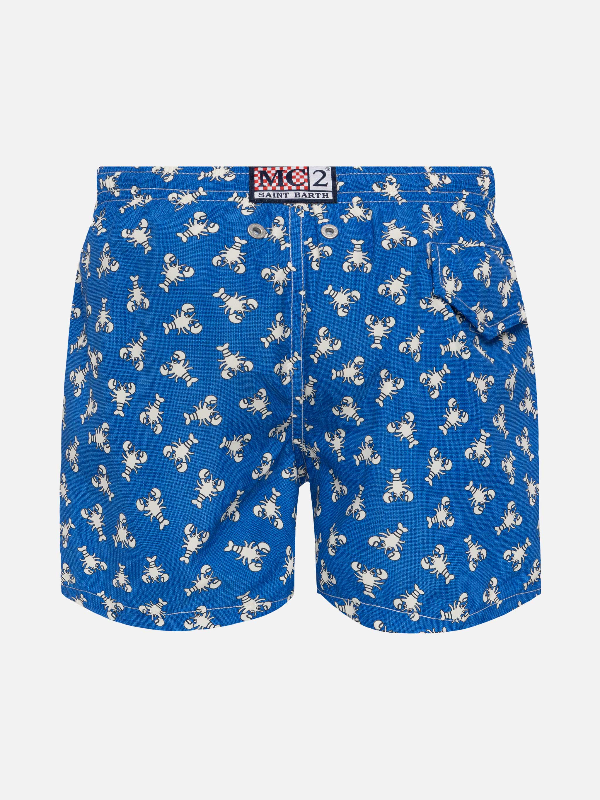 Jean Lighting Lightweight Fabric Swim Shorts With Lobster Print Blue Swimshort