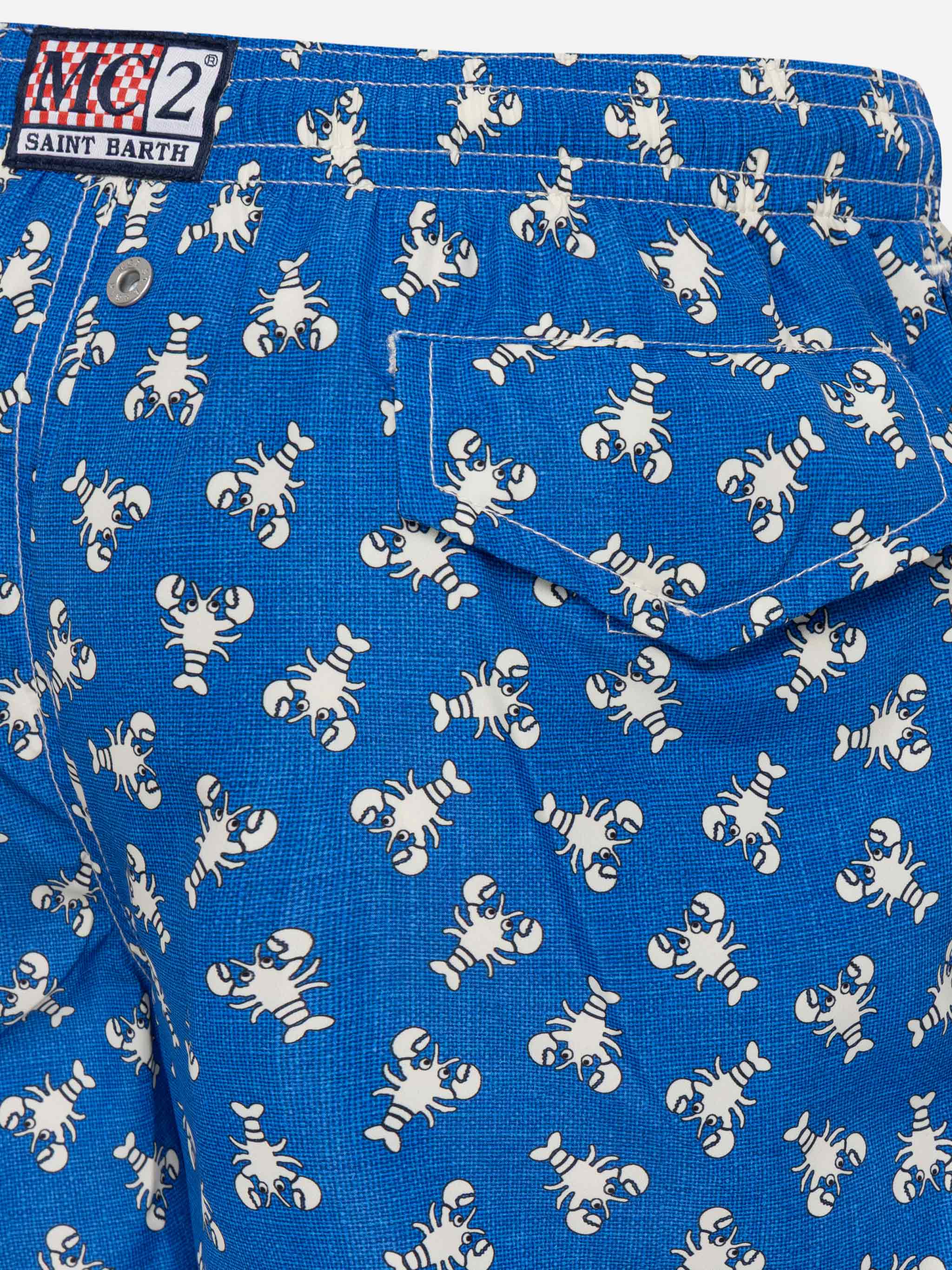 Jean Lighting Lightweight Fabric Swim Shorts With Lobster Print Blue Swimshort