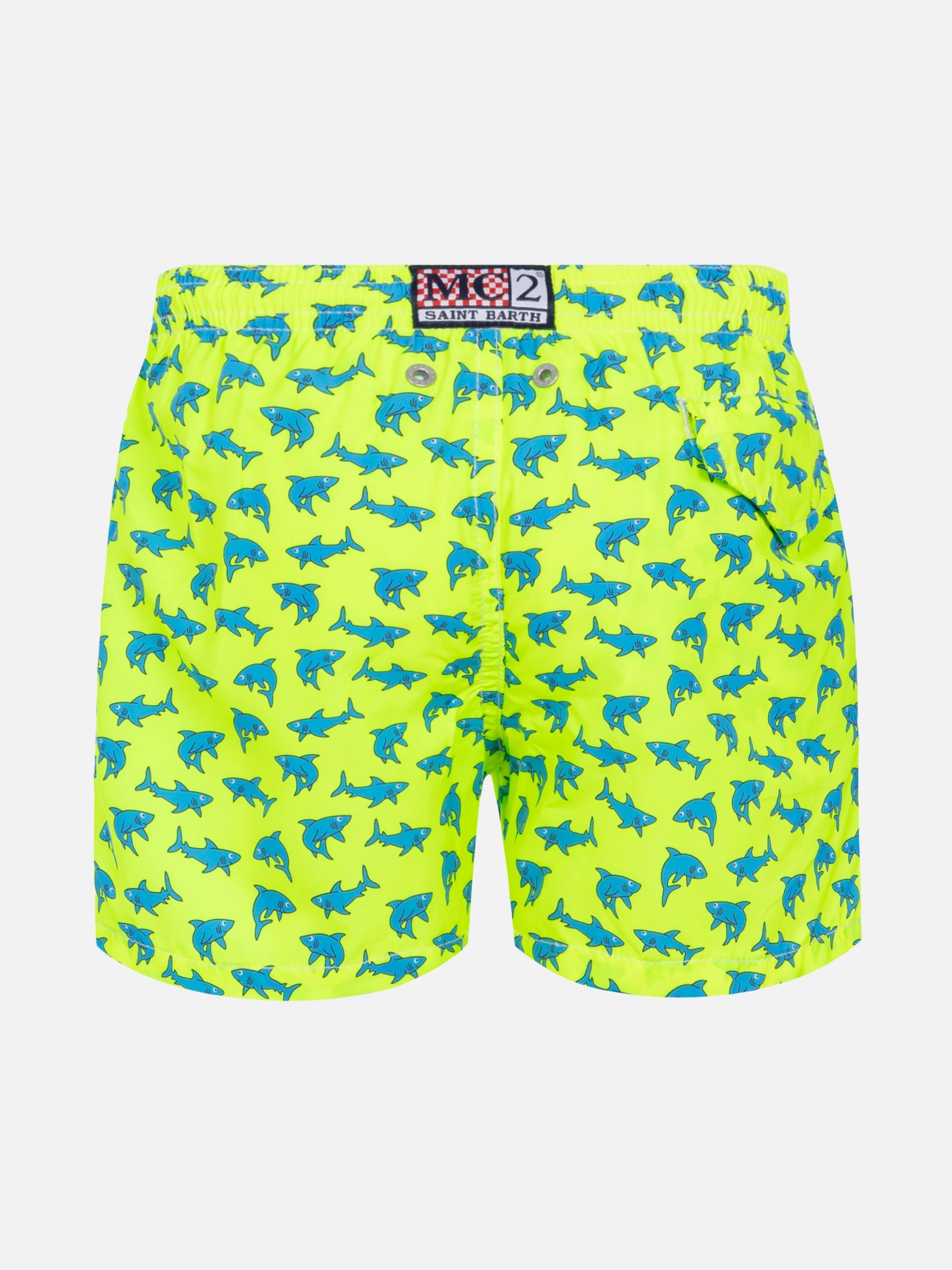 Jean Lighting Lightweight Fabric Swim Shorts With Shark Print Yellow Swimshort