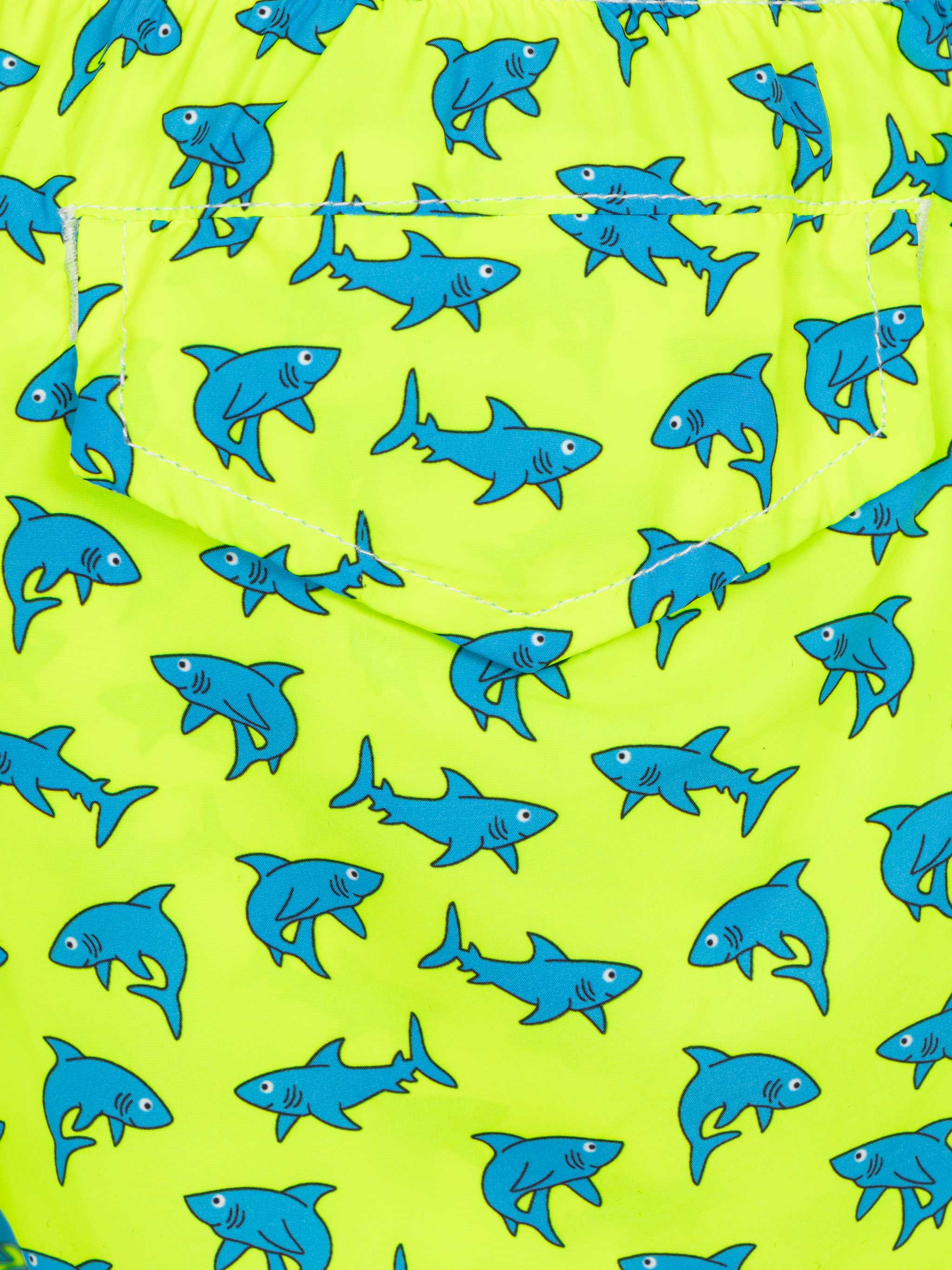 Jean Lighting Lightweight Fabric Swim Shorts With Shark Print Yellow Swimshort