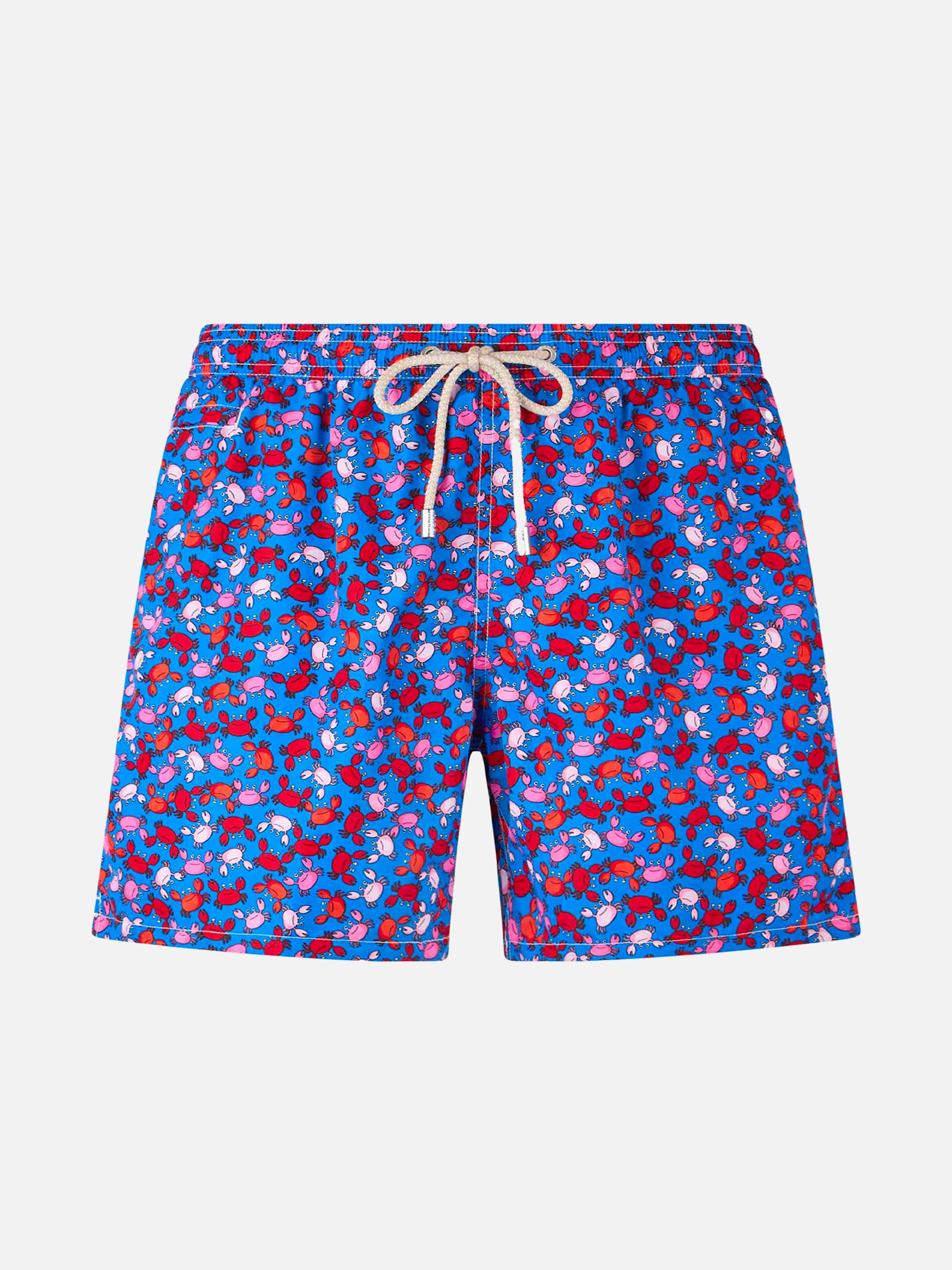 Boy Lightweight Fabric Swim-Shorts Jean Lighting With Crabs Print Sky Swimshort
