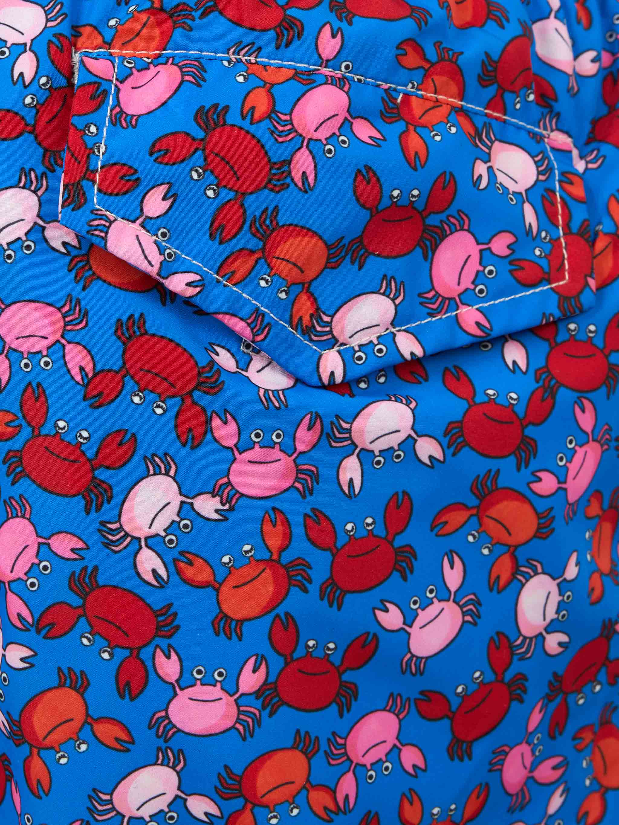 Boy Lightweight Fabric Swim-Shorts Jean Lighting With Crabs Print Sky Swimshort