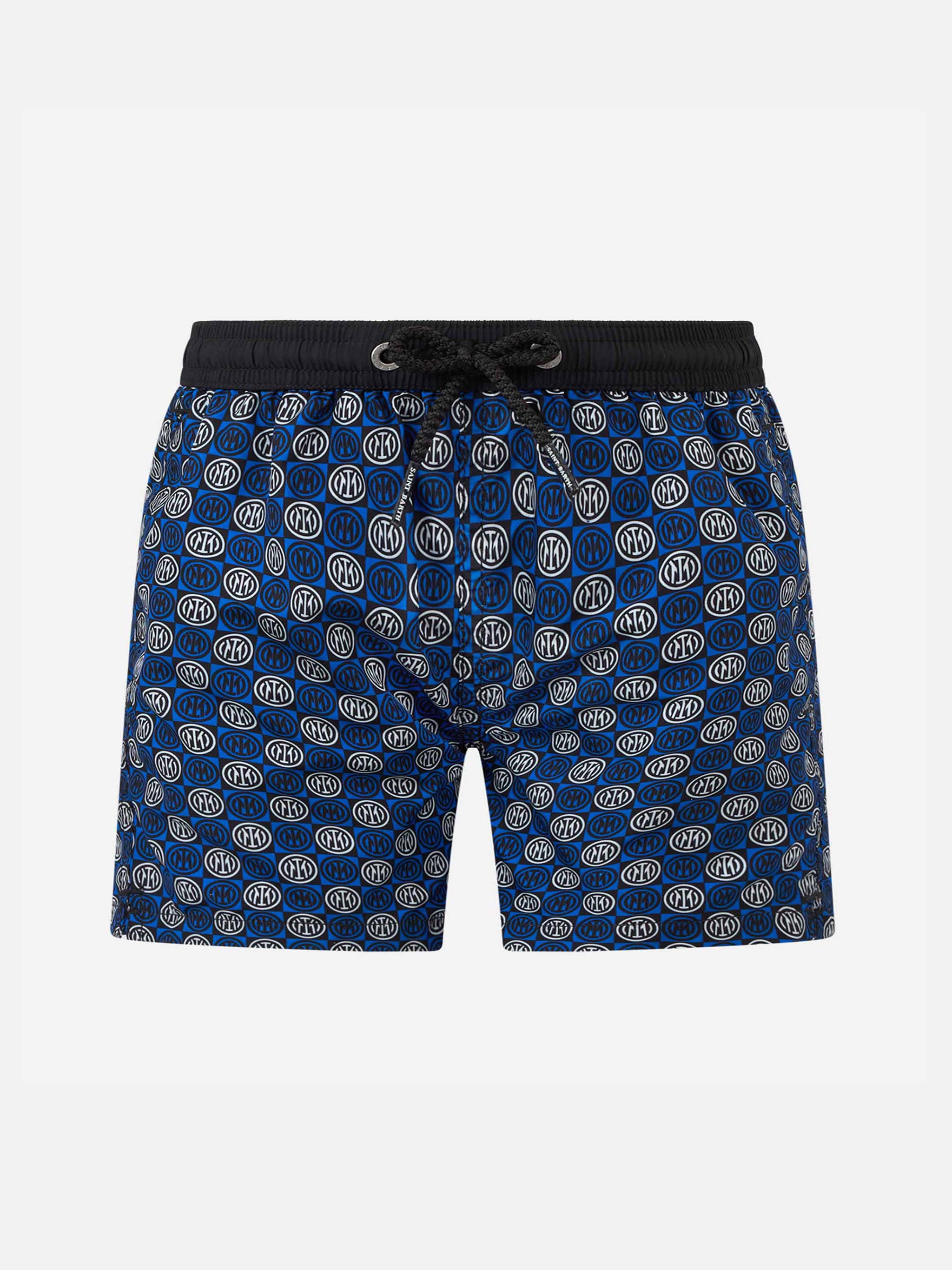 Jean Lighting Lightweight Fabric Swim Shorts With Inter Logo Print|inter Fc Special Edition Blue Swimshort