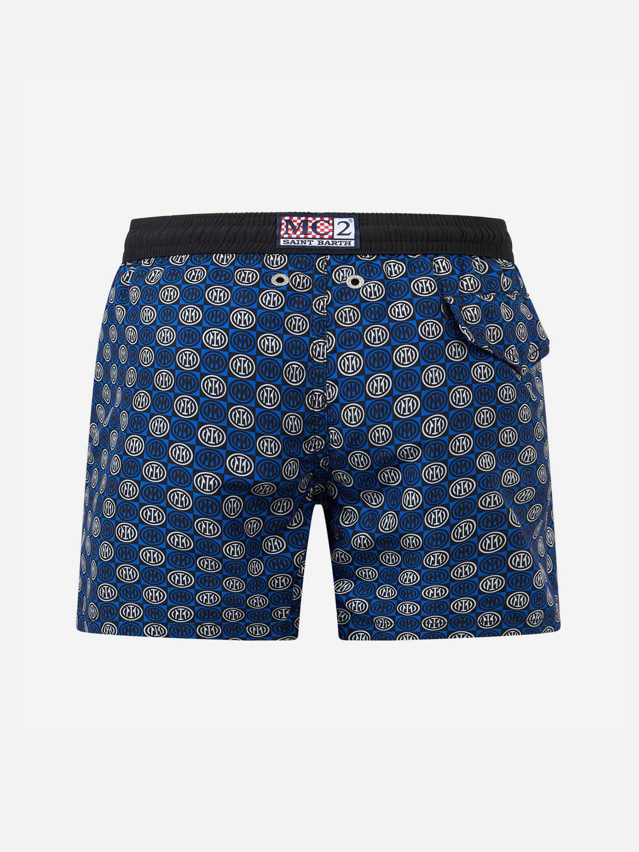 Jean Lighting Lightweight Fabric Swim Shorts With Inter Logo Print|inter Fc Special Edition Blue Swimshort