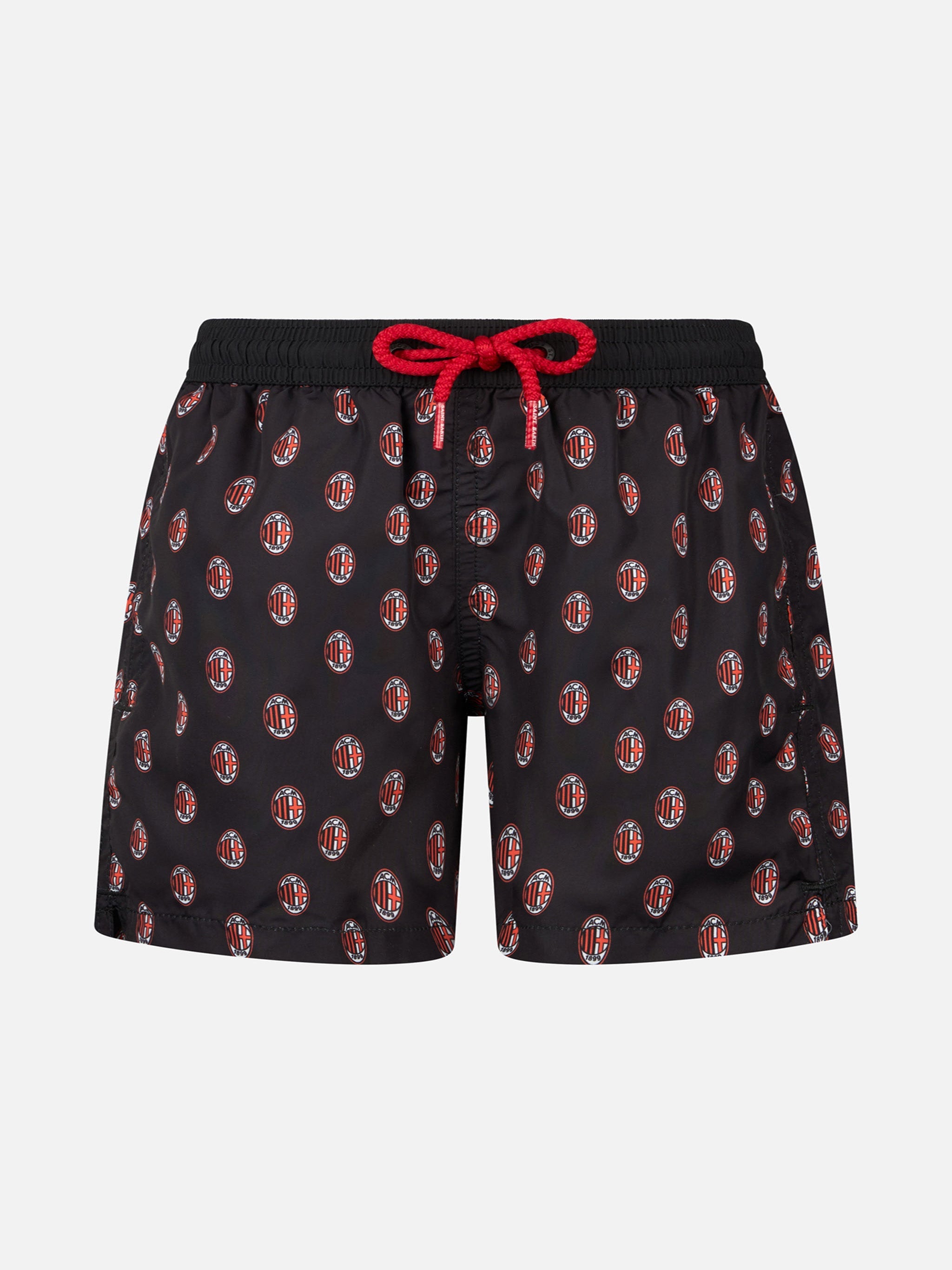 Jean Lighting Lightweight Fabric Swim Shorts With Milan Logo Print|ac Special Edition Black Swimshort