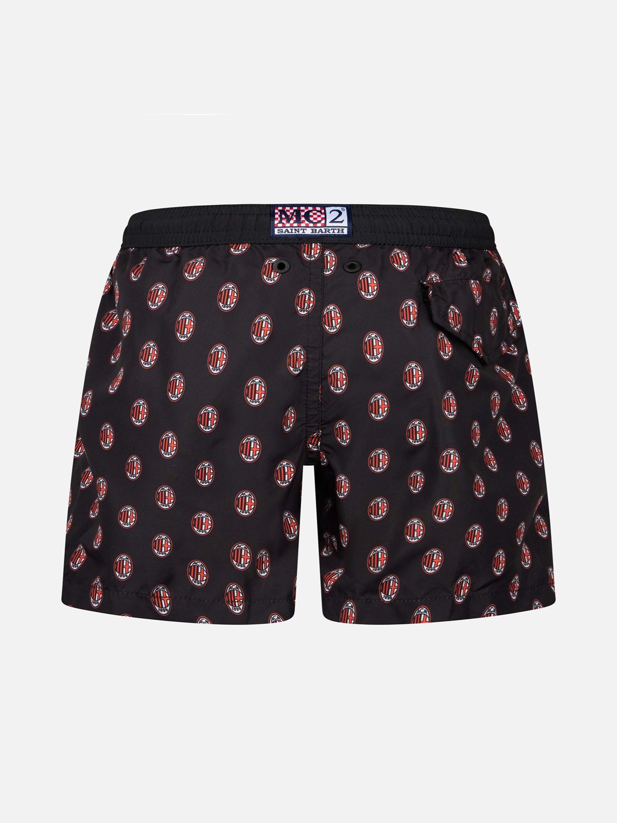 Jean Lighting Lightweight Fabric Swim Shorts With Milan Logo Print|ac Special Edition Black Swimshort