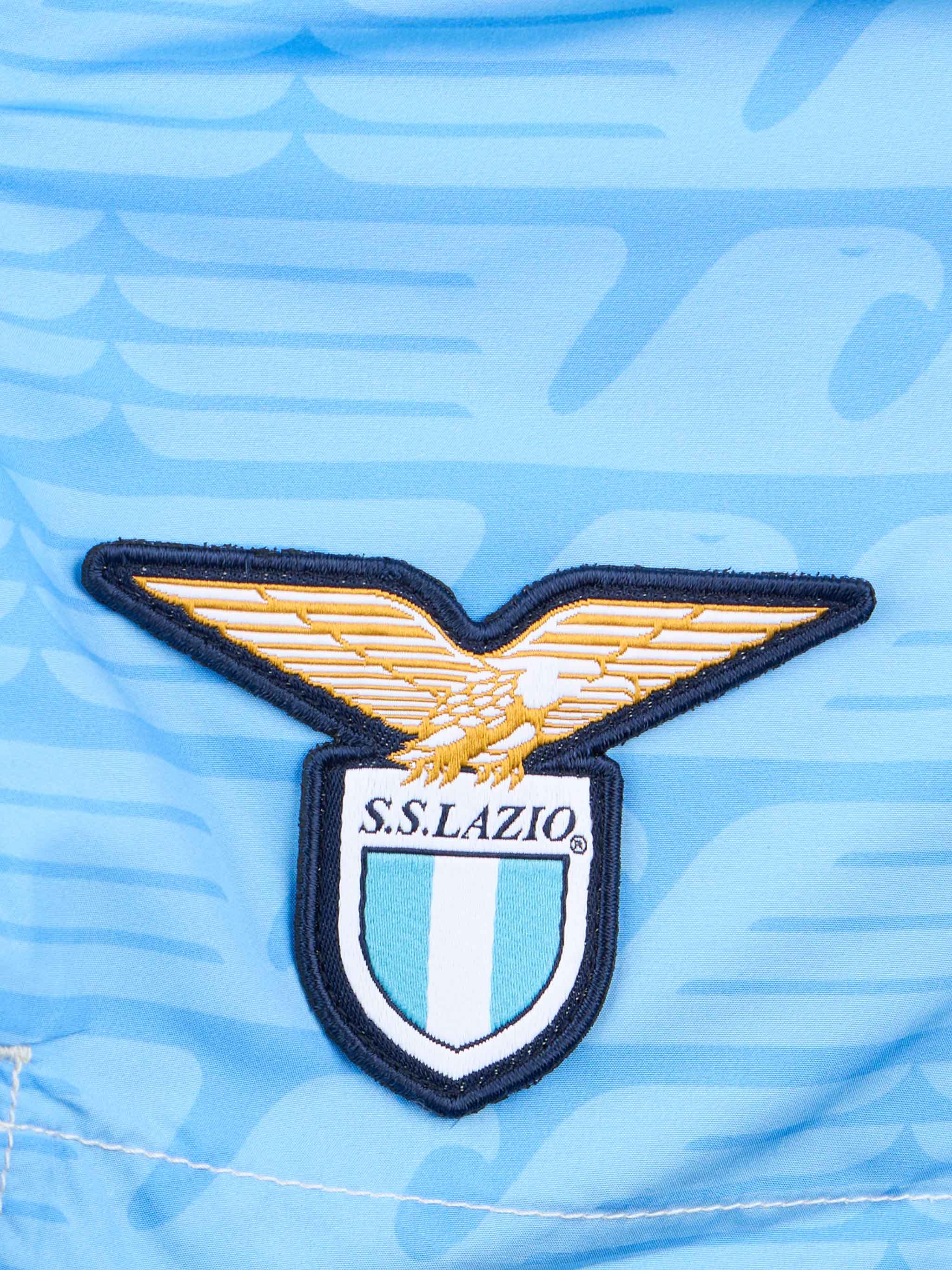 Jean Lighting Lightweight Fabric Swim Shorts With Lazio Logo Print And Di Padre Figlio Embroidery|ss Special Edition Blue Swimshort