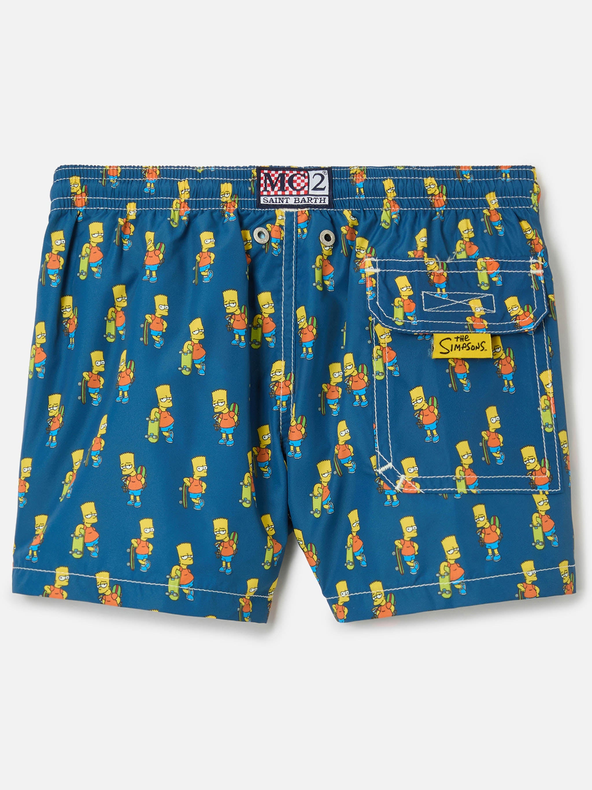 Boy Light Fabric Swim Shorts With Skater Bart Print | The Simpsons Special Edition Blue Swimshort