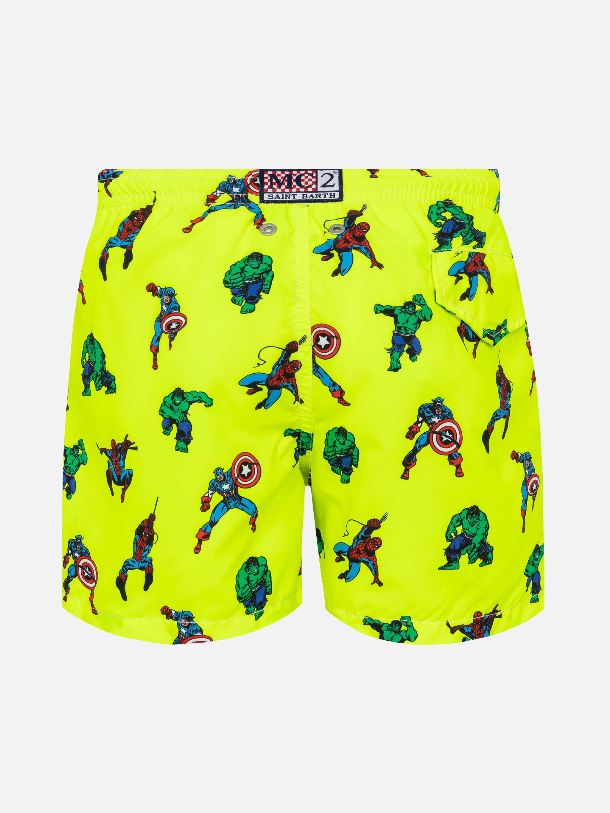 Jean Lighting Lightweight Fabric Swim Shorts With Super Heroes Print | Marvel Special Edition Yellow Swimshort
