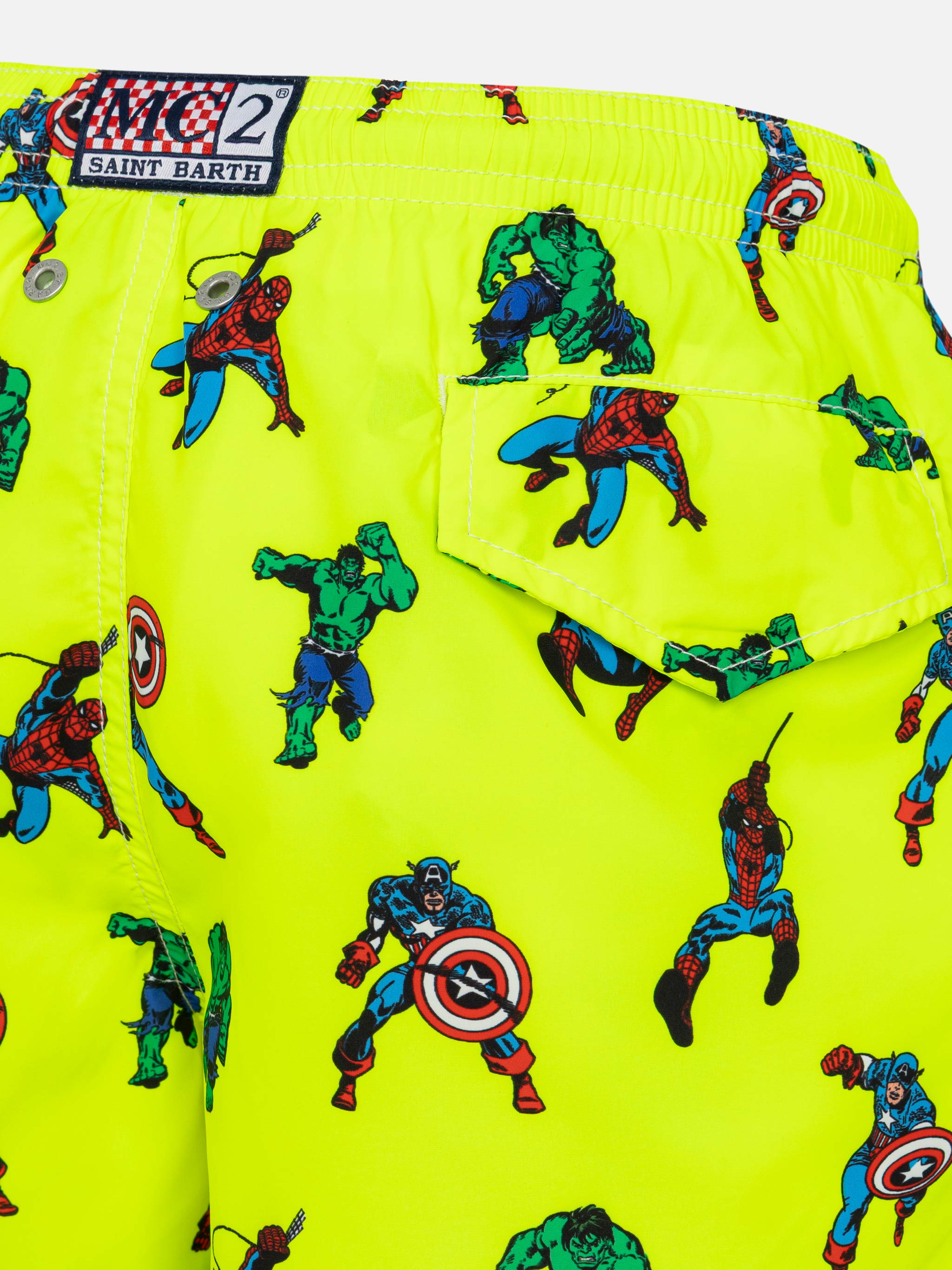 Jean Lighting Lightweight Fabric Swim Shorts With Super Heroes Print | Marvel Special Edition Yellow Swimshort