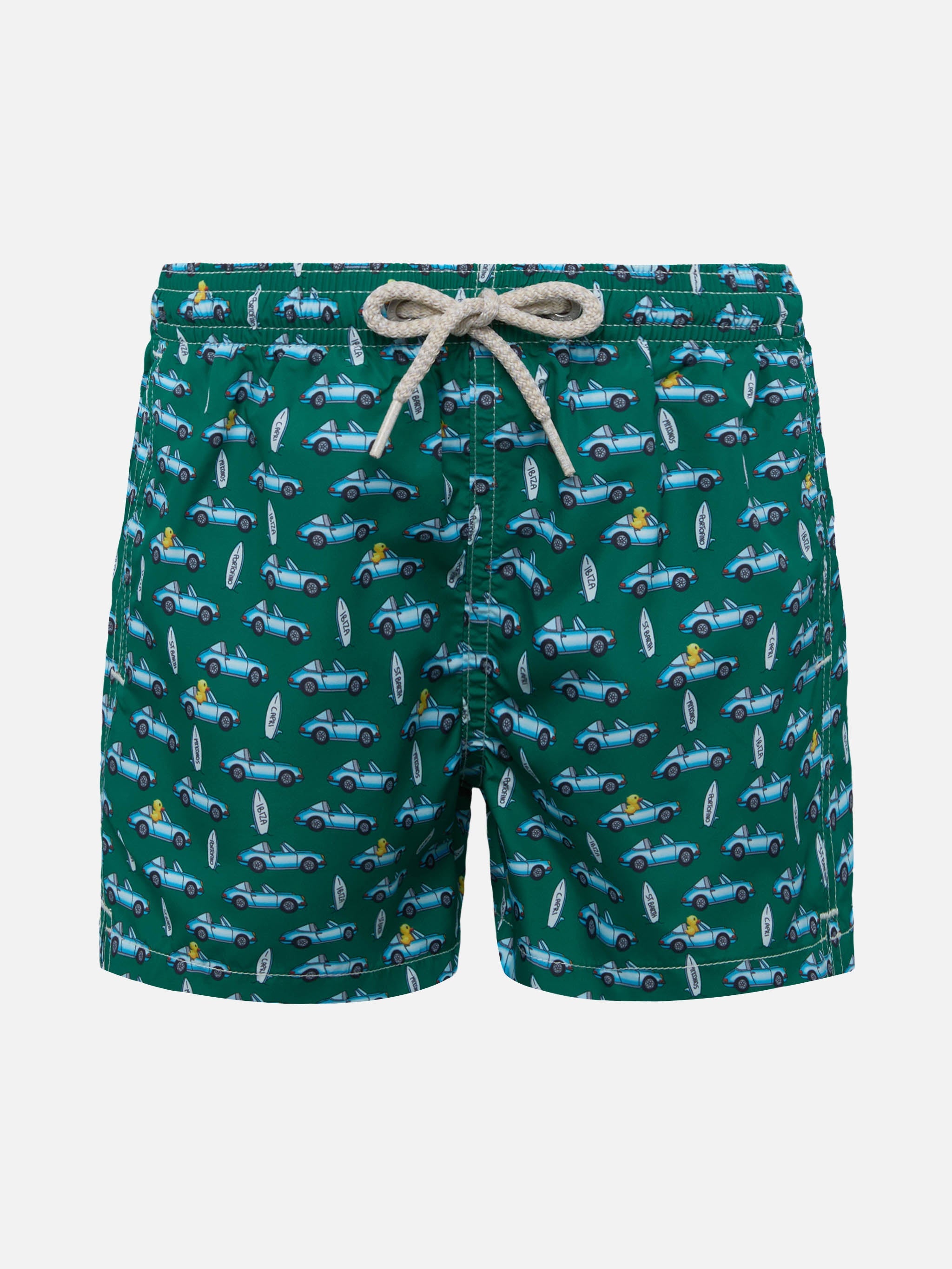Jean Lighting Lightweight Fabric Swim Shorts With Porsche Print | Special Edition Green Swimshort
