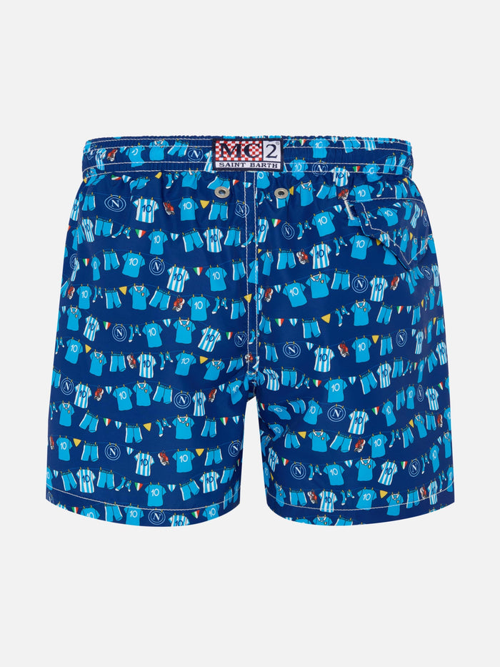 Jean Lighting Lightweight Fabric Swim Shorts With Napoli Logo Print | Ssc Special Edition Blue Navy Swimshort