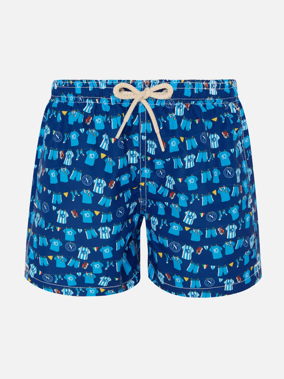 Jean Lighting Lightweight Fabric Swim Shorts With Napoli Logo Print | Ssc Special Edition Blue Navy Swimshort