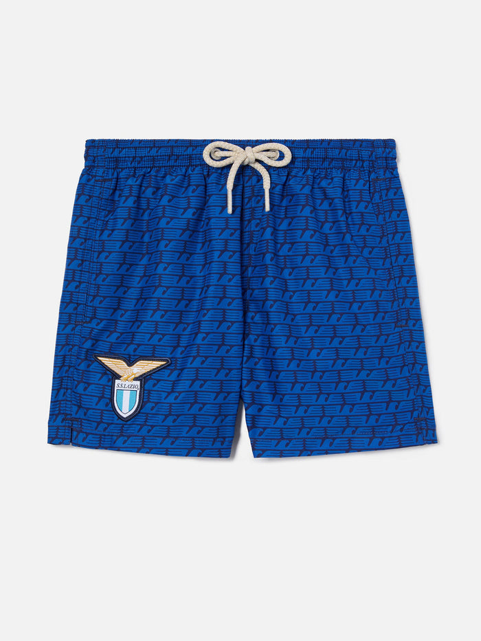 Jean Lighting Swim Shorts With S.s. Lazio All-Over Print | Special Edition Blue Swimshort