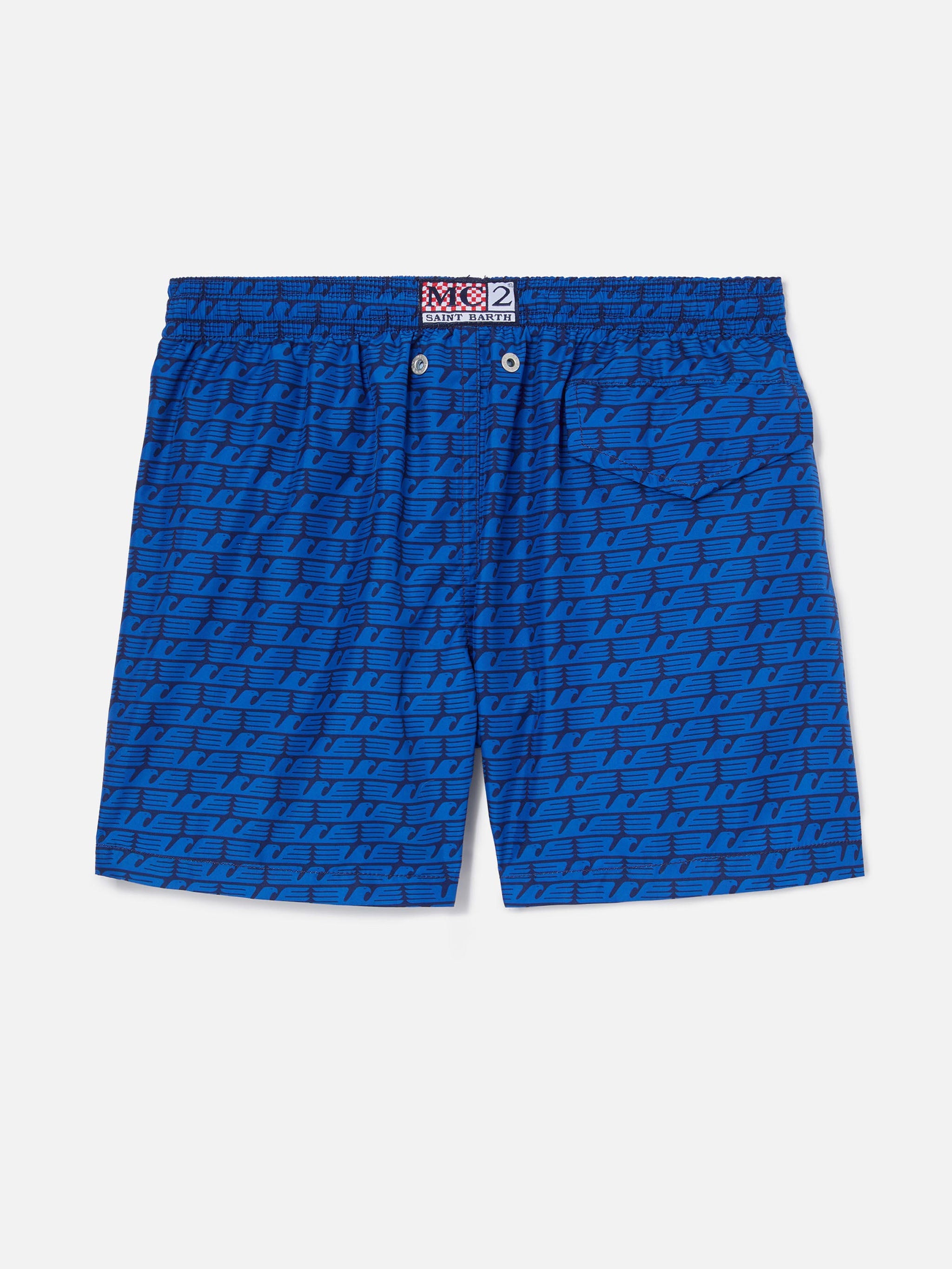 Jean Lighting Swim Shorts With S.s. Lazio All-Over Print | Special Edition Blue Swimshort