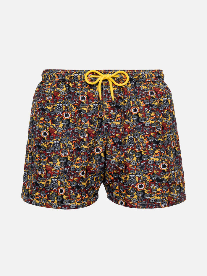 Boy Lightweight Fabric Swimshorts With Roma Print | As Special Edition Bordeaux Swimshort