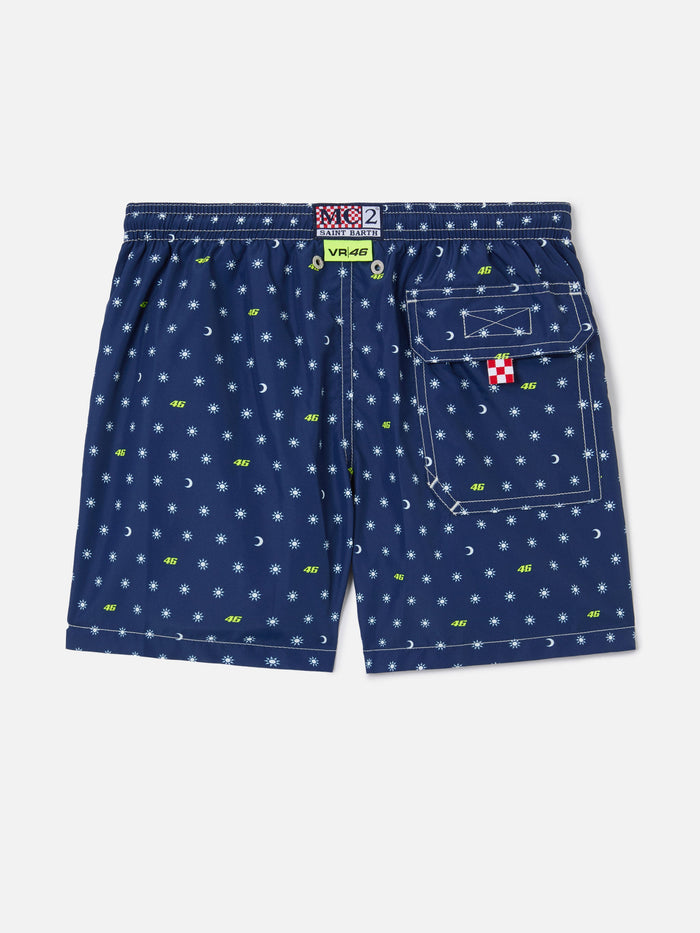 Jean Lighting Swim Shorts With Vr46 All-Over Print | Special Edition Blue Swimshort