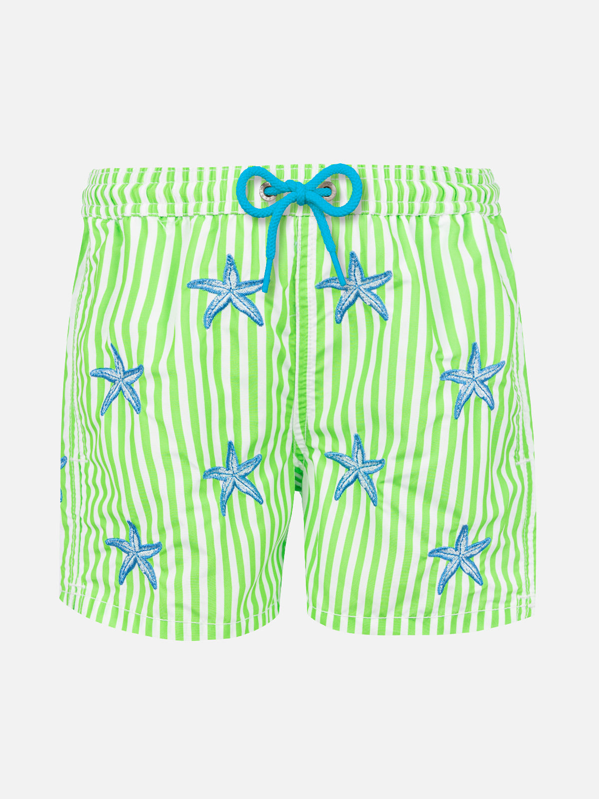 Boy Classic Swim Shorts With Starfish Embroidery White Swimshort