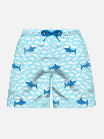 Boy Swim Shorts With Embroidered Sharks __single__ Swimshort