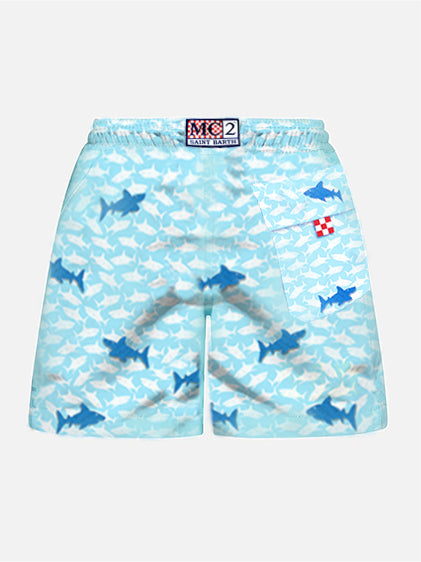 Boy Swim Shorts With Embroidered Sharks __single__ Swimshort