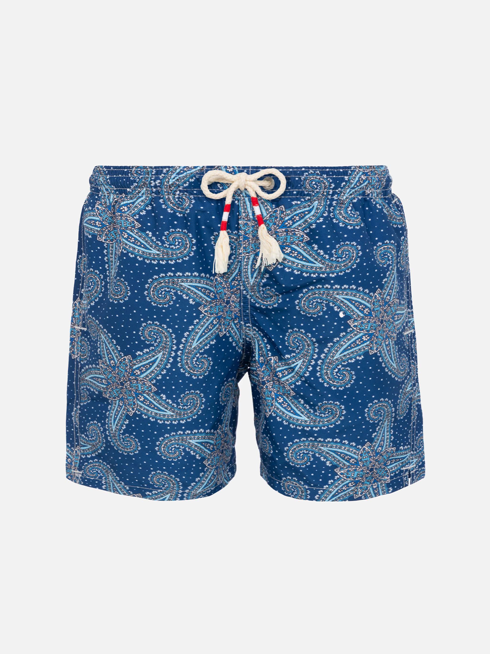 Boy Swim Shorts With Paisley Print Blue Swimshort