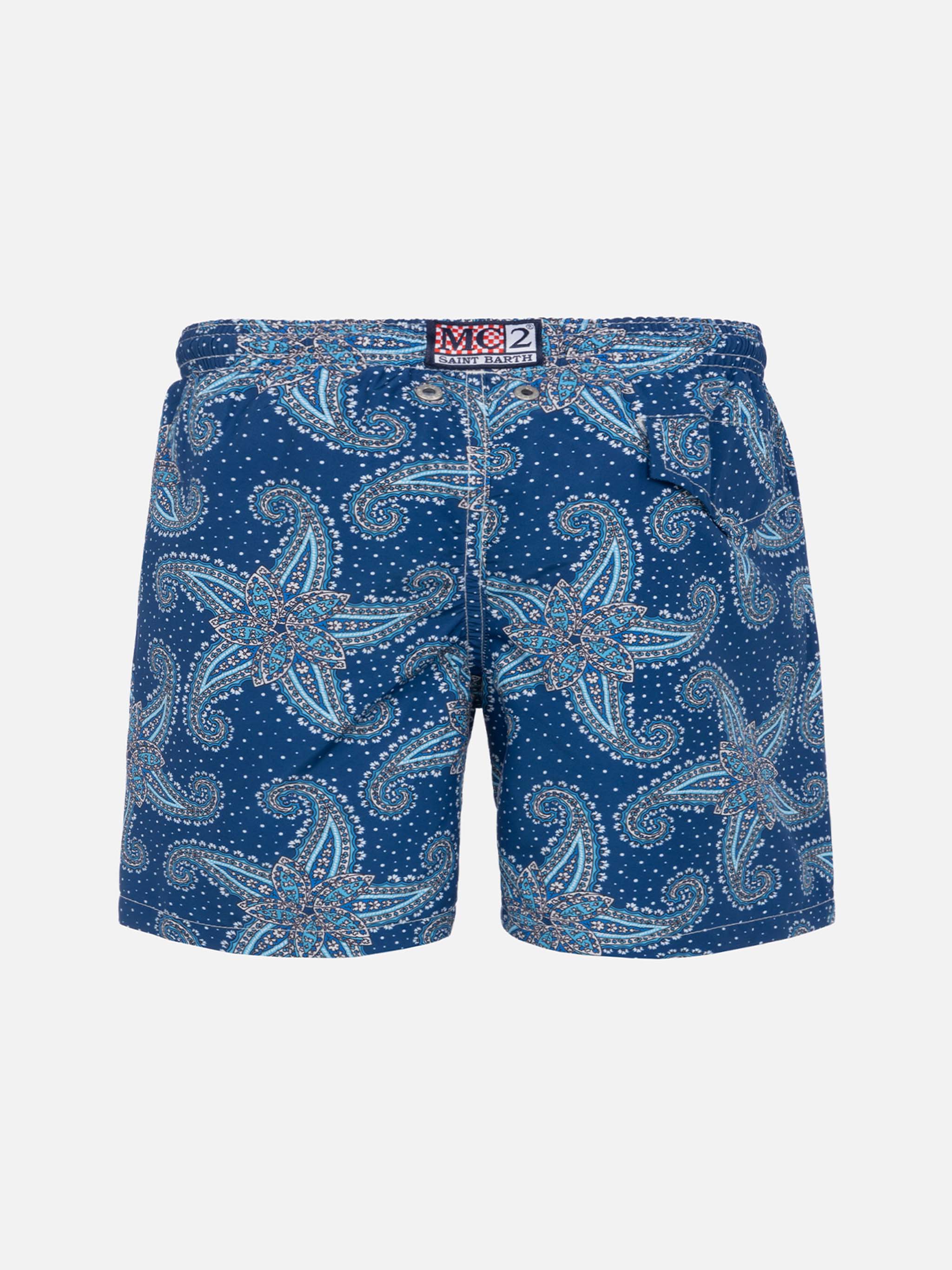Boy Swim Shorts With Paisley Print Blue Swimshort
