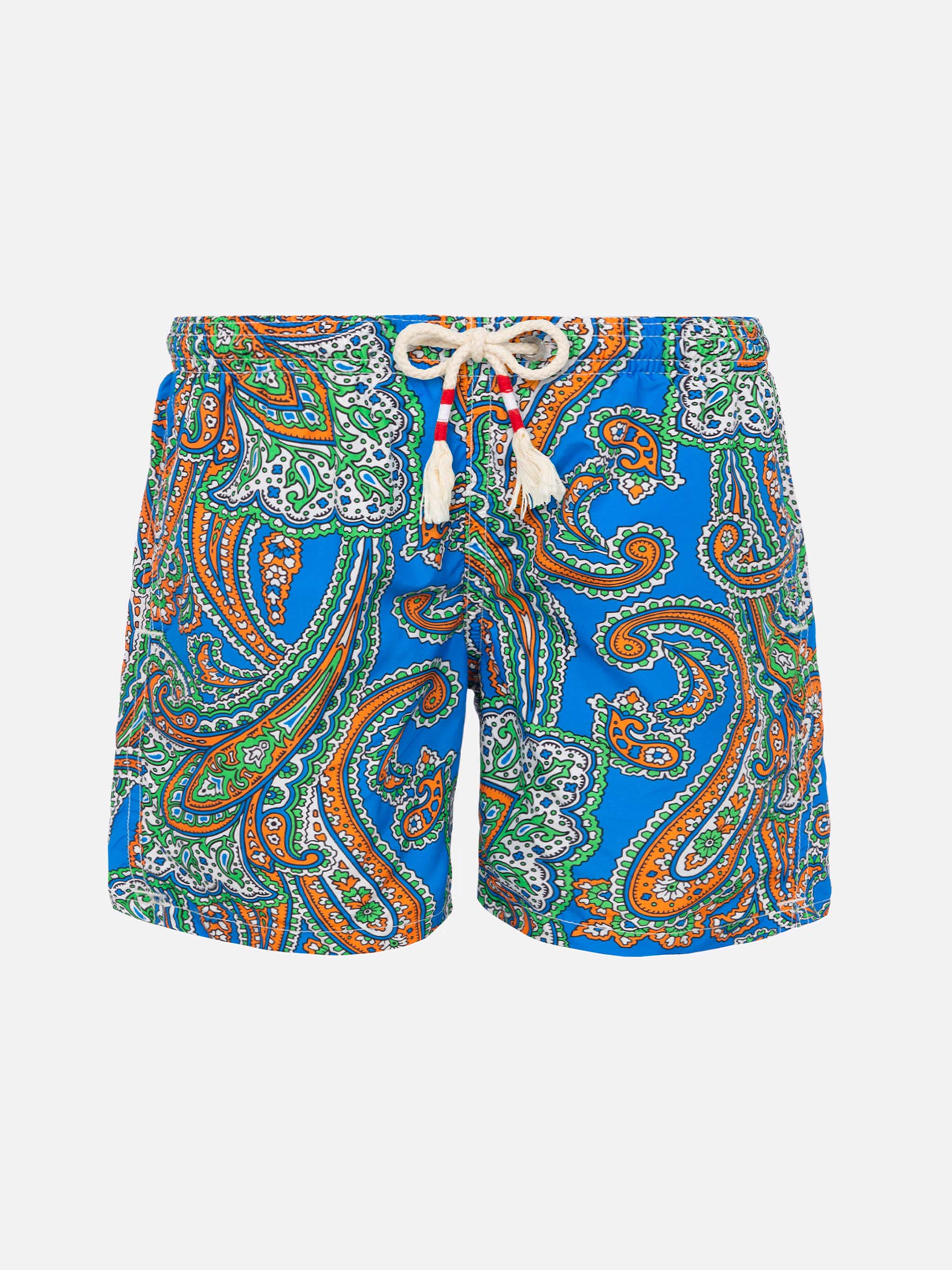 Boy Swim Shorts With Paisley Print Blue Swimshort