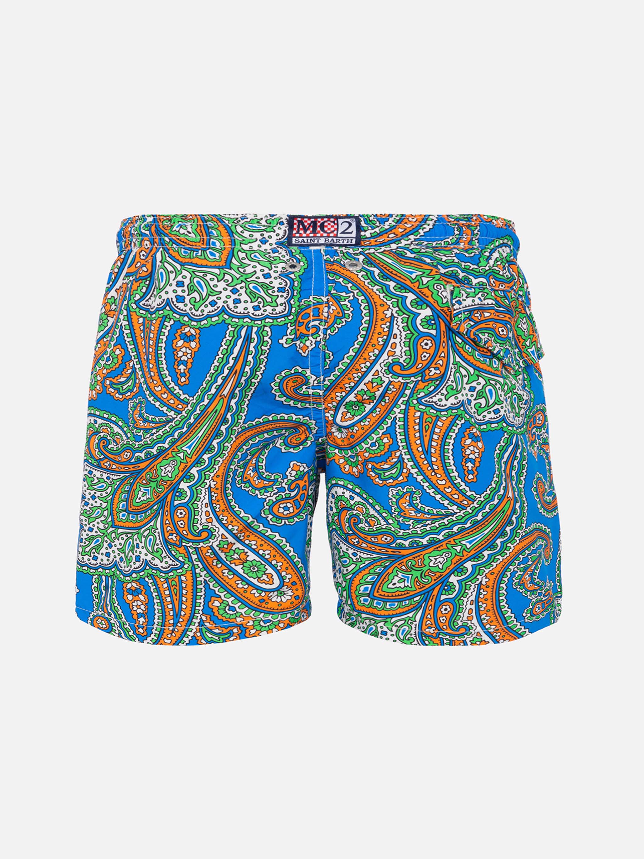 Boy Swim Shorts With Paisley Print Blue Swimshort