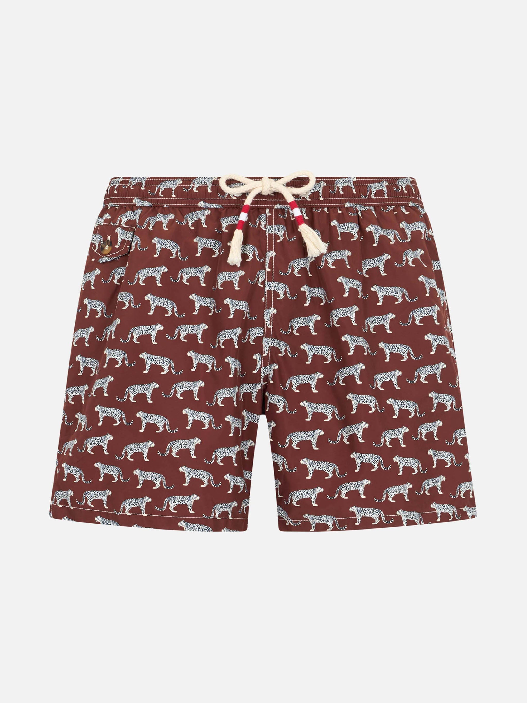 Boy Lightweight Fabric Swim-Shorts Jean Lighting 70 With Puma Print Brown Swimshort