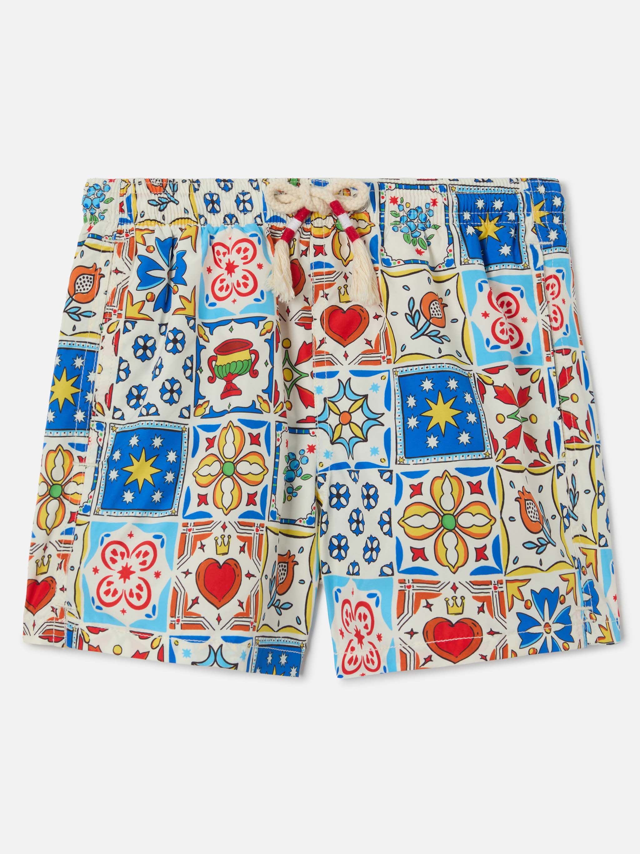 Jean Lighting 70 Swim Shorts With Maiolica All-Over Print White Swimshort