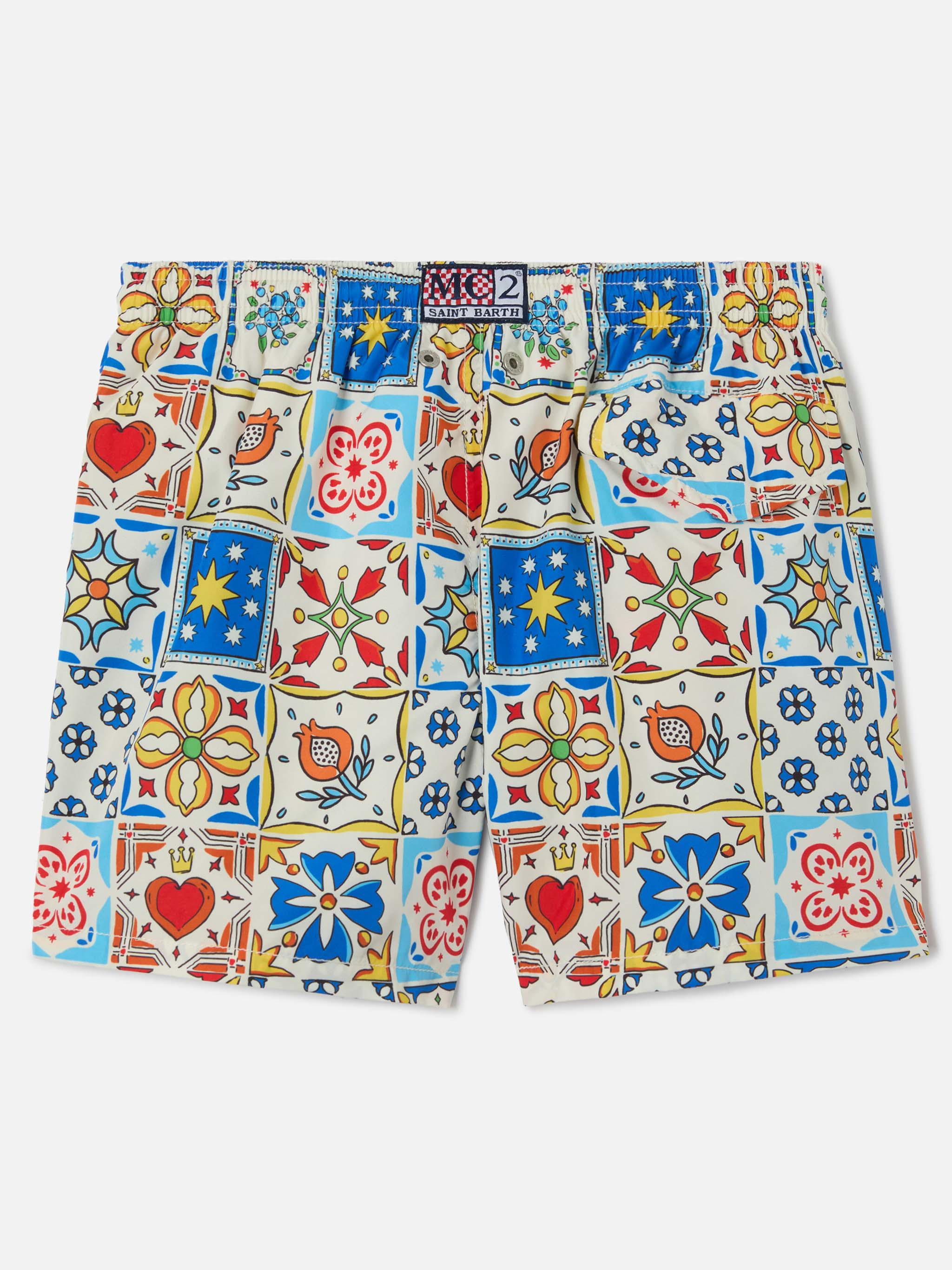 Jean Lighting 70 Swim Shorts With Maiolica All-Over Print White Swimshort