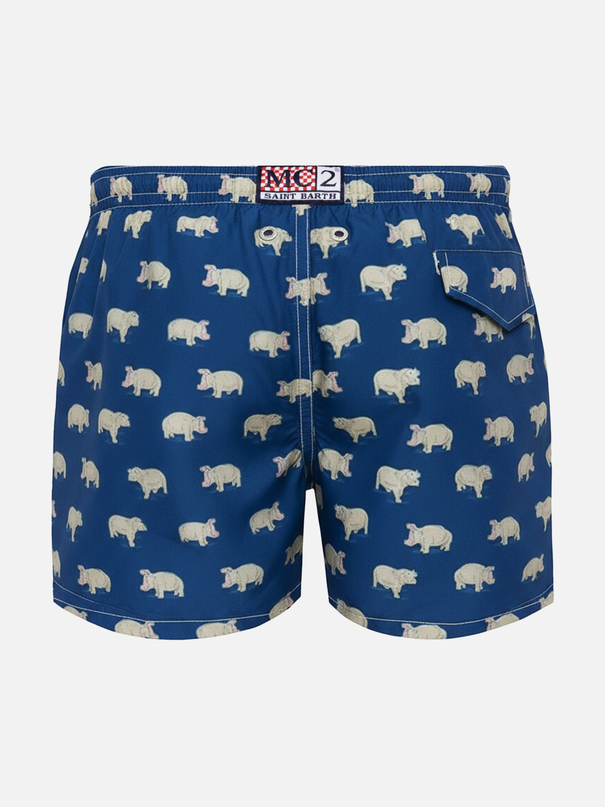Jean Lighting 70 Lightweight Swim Shorts With Hippo Print Swimshort