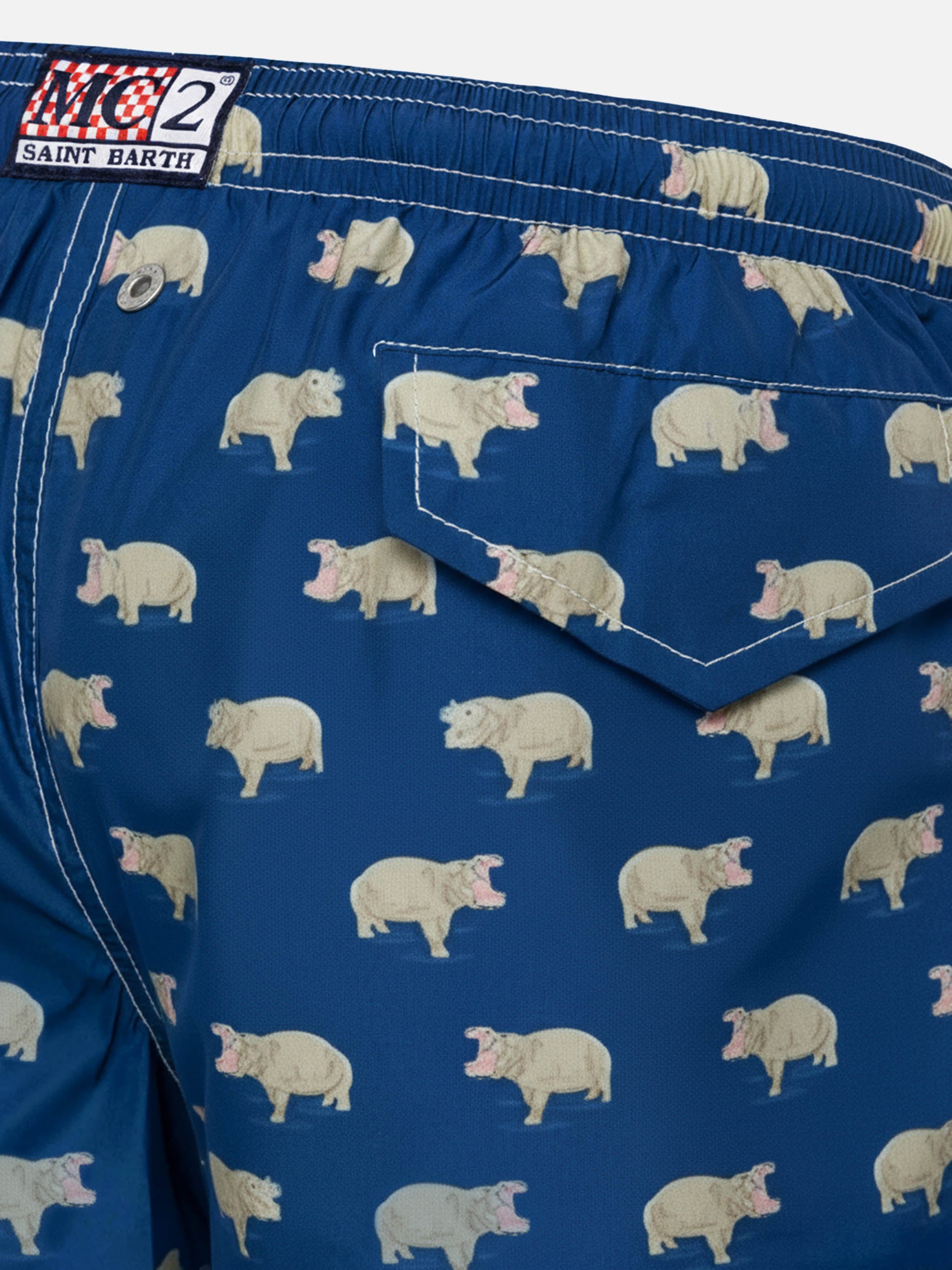 Jean Lighting 70 Lightweight Swim Shorts With Hippo Print Swimshort