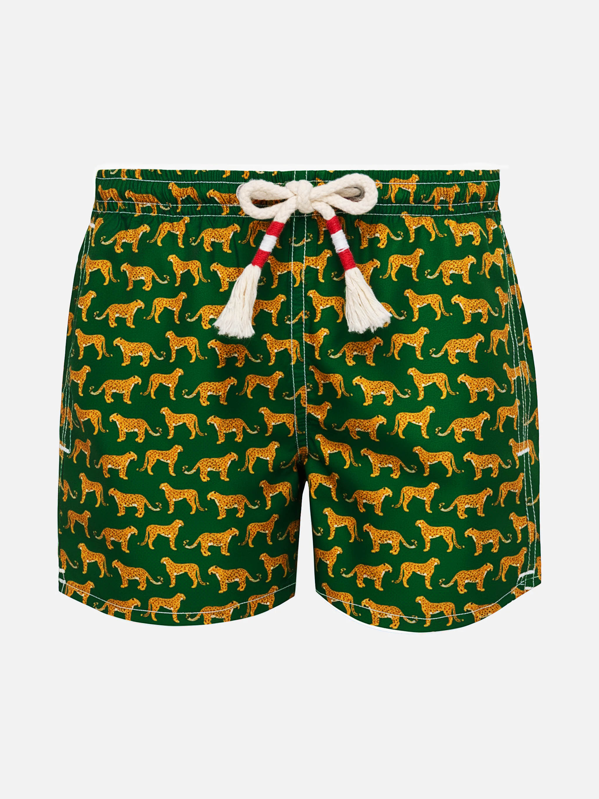 Jean Lighting 70 Lightweight Swim Shorts With Cheeta Print Green Swimshort