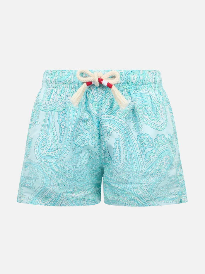 Boy Lightweight Fabric Swim-Shorts Jean Lighting 70 With Paisley Print __single__ Swimshort