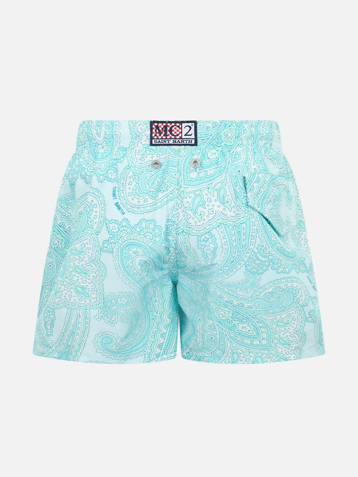 Boy Lightweight Fabric Swim-Shorts Jean Lighting 70 With Paisley Print __single__ Swimshort