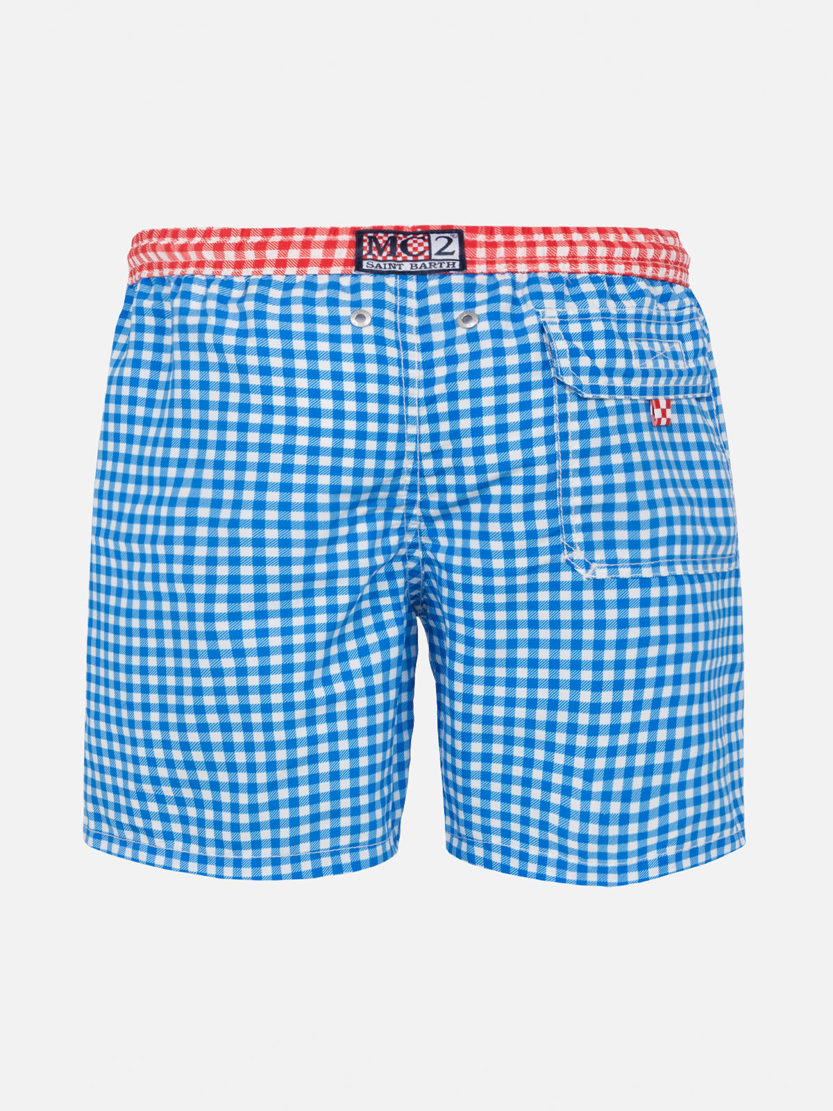 Boy Swim Shorts With Gingham Print Blue Swimshort