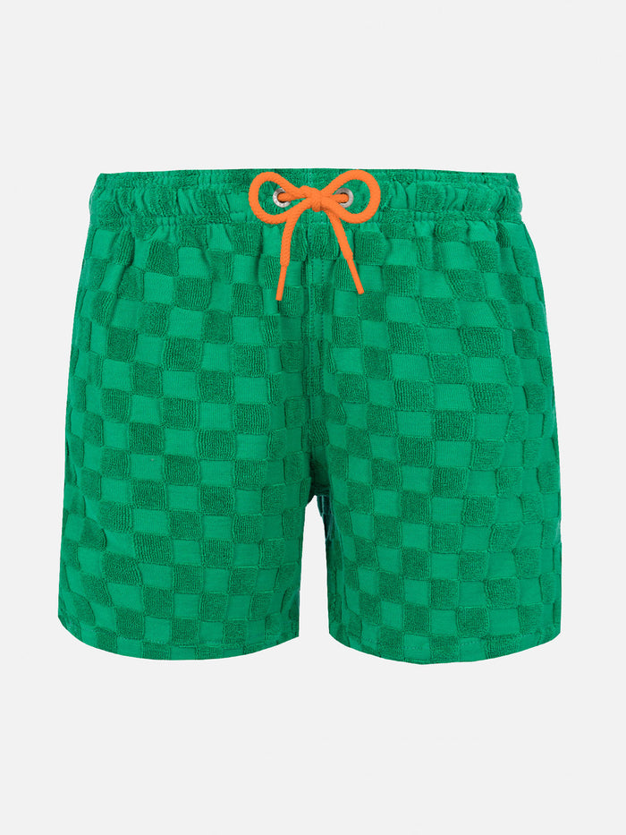 Boy Swim Shorts With Gingham Print __single__ Swimshort