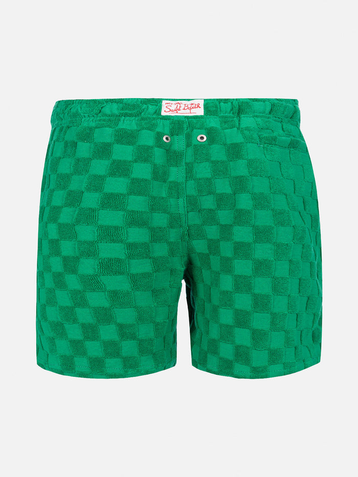 Boy Swim Shorts With Gingham Print __single__ Swimshort