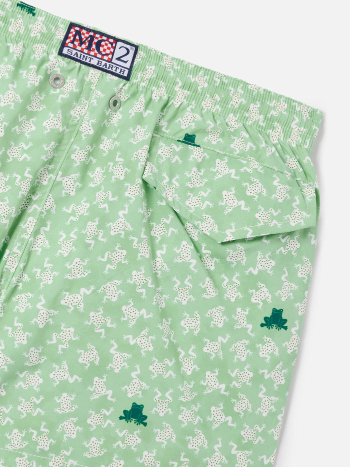 Jean Lighting Stretch Swim Shorts With All-Over Frogs Print Green Swimshort