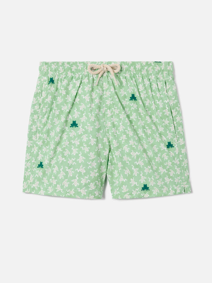 Jean Lighting Stretch Swim Shorts With All-Over Frogs Print Green Swimshort