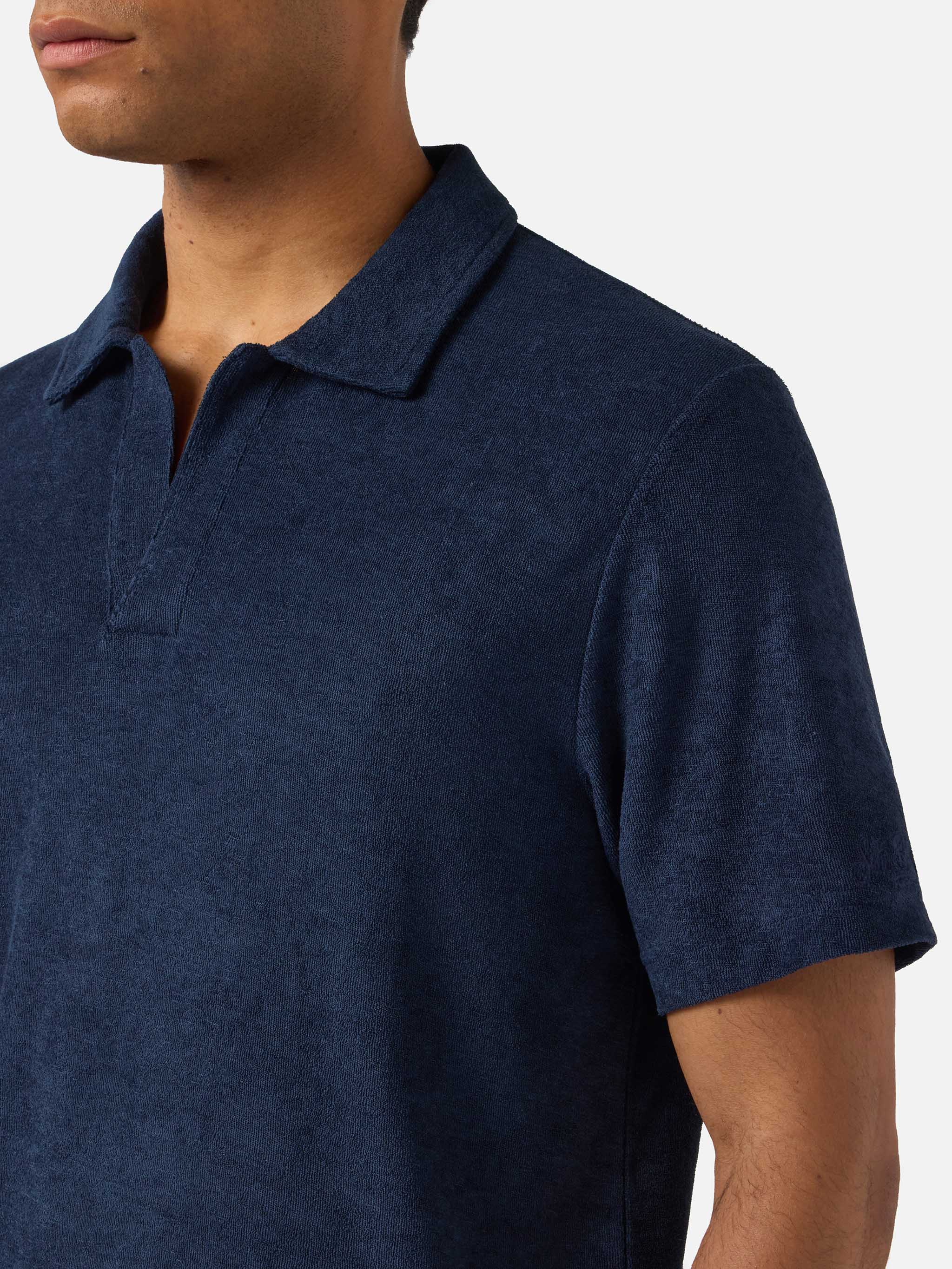 Navy Blue Jeremy Polo Terry-Effect Cotton Shirt