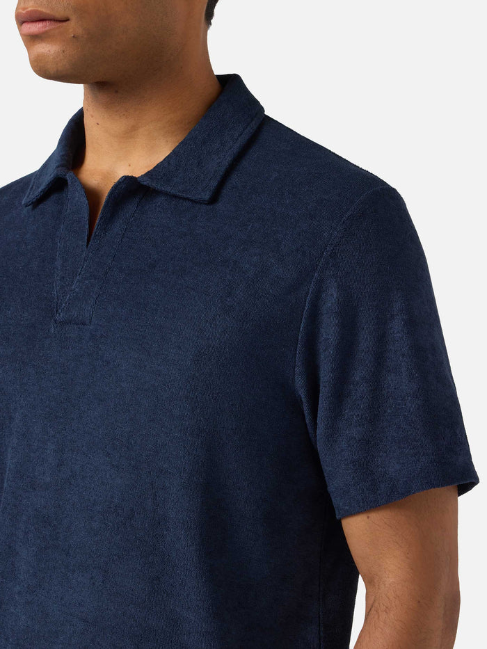 Navy Blue Jeremy Polo Terry-Effect Cotton Shirt