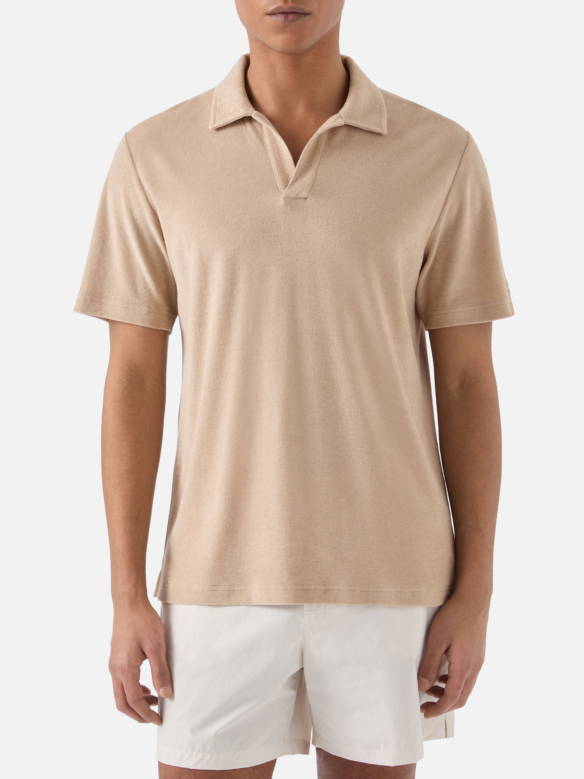 Beige Jeremy Polo Terry-Effect Cotton Brown Shirt