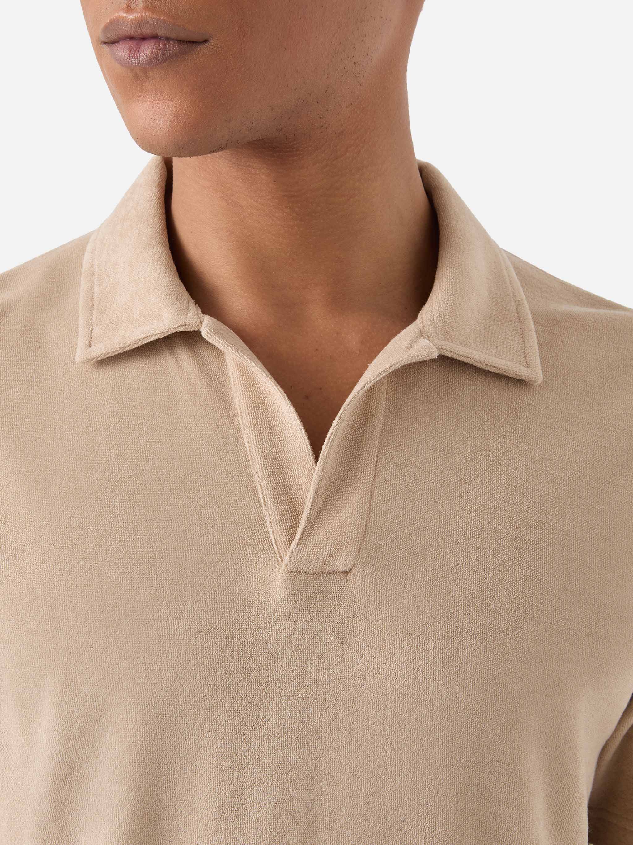 Beige Jeremy Polo Terry-Effect Cotton Brown Shirt