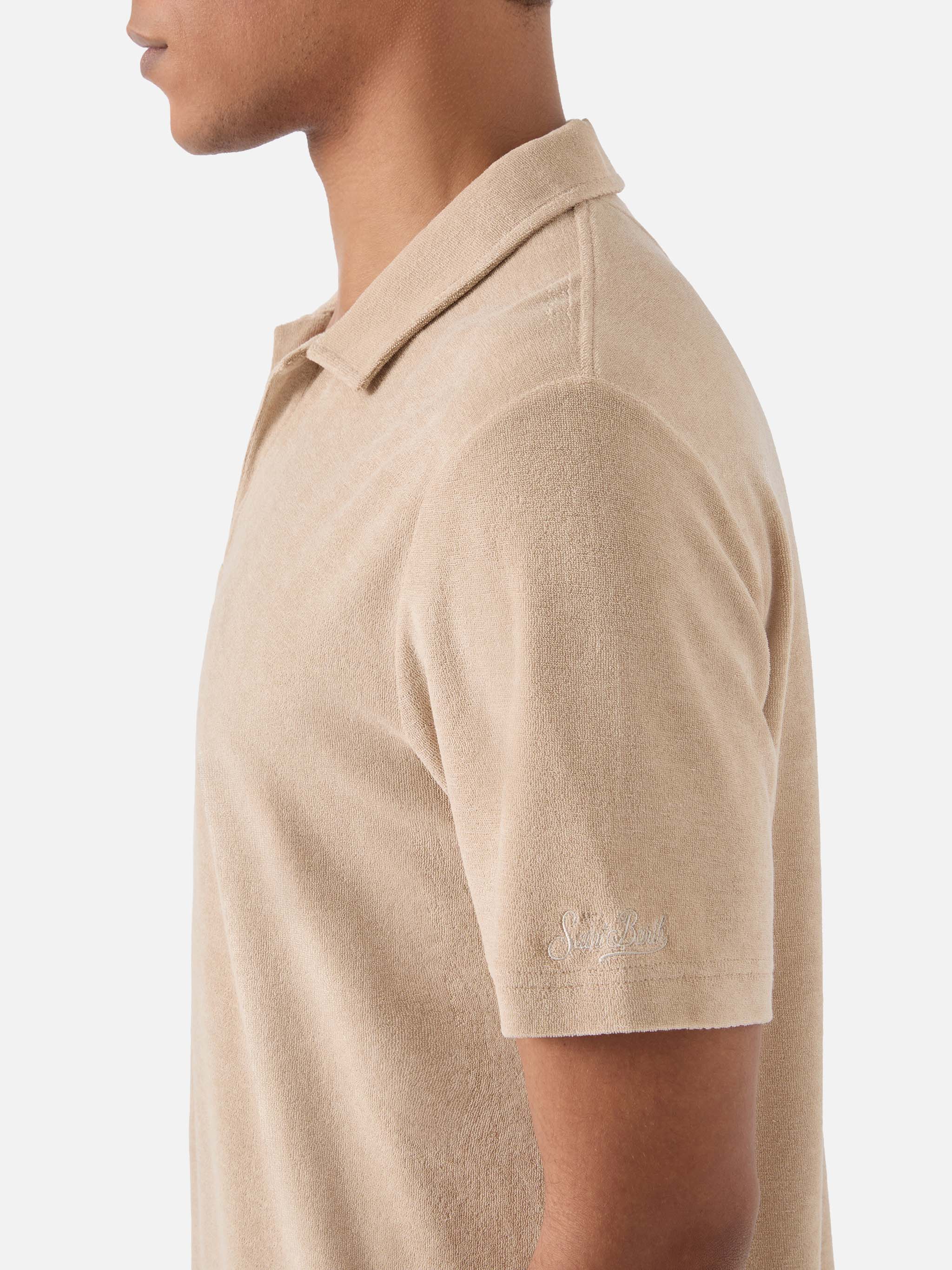 Beige Jeremy Polo Terry-Effect Cotton Brown Shirt