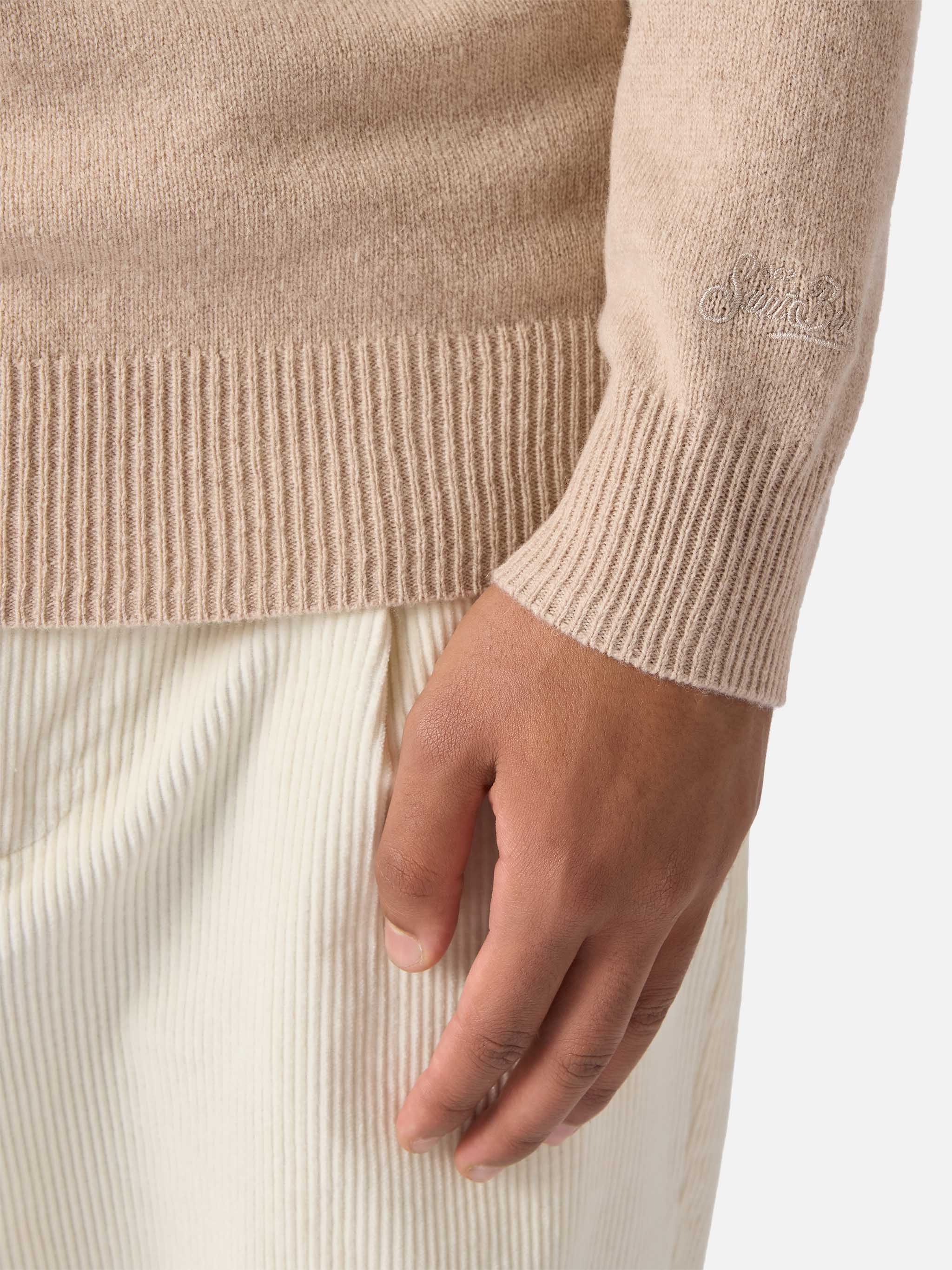 Jermyn Half-Zip Sweater Lambswool Beige Brown
